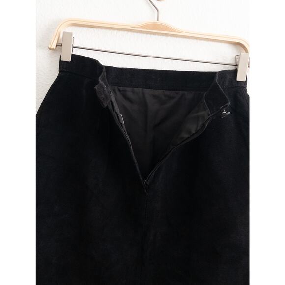 Wilsons Black Suede Leather Pencil Skirt Size 10 Vintage - Picture 6 of 8